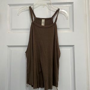 Free People Olive Green Tank with Strappy Back Detail